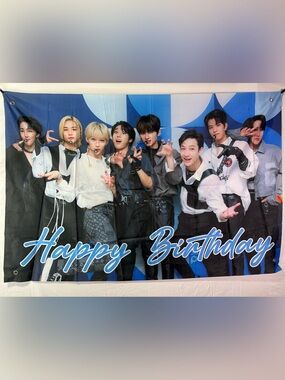 K-Pop Stray Kids Happy Birthday Backdrop Banner 5x3Ft.